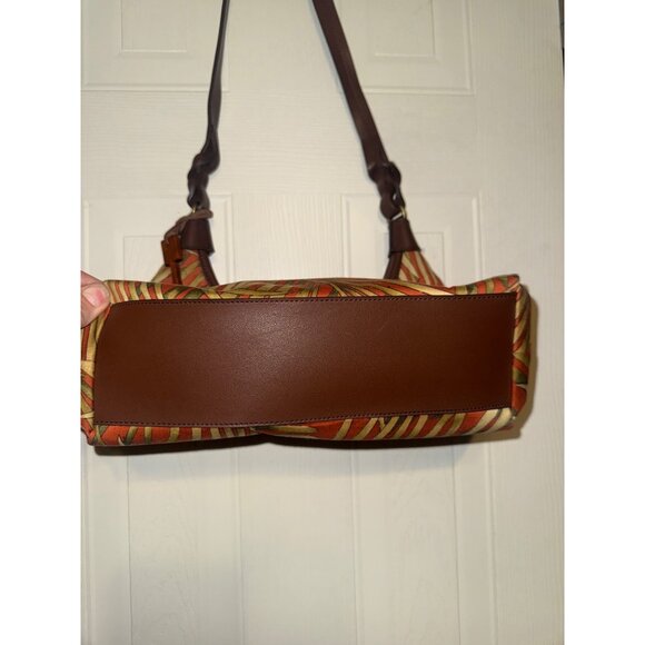 Fossil Caluso Top Zip Shoulder Bag With A Rust & Green Palm Leaf Print - Picture 6 of 14